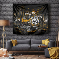 Personalized New Mexico Route 66 Classic Car Tapestry Desert Cactus Grunge Paint Splatter Vintage Road Trip