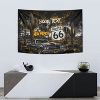 Personalized New Mexico Route 66 Classic Car Tapestry Desert Cactus Grunge Paint Splatter Vintage Road Trip