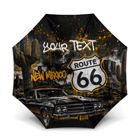 Personalized New Mexico Route 66 Classic Car Umbrella Desert Cactus Grunge Paint Splatter Vintage Road Trip