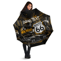 Personalized New Mexico Route 66 Classic Car Umbrella Desert Cactus Grunge Paint Splatter Vintage Road Trip