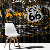 Personalized New Mexico Route 66 Classic Car Window Curtain Desert Cactus Grunge Paint Splatter Vintage Road Trip