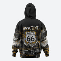 Personalized New Mexico Route 66 Classic Car Zip Hoodie Desert Cactus Grunge Paint Splatter Vintage Road Trip