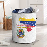 Venezuela Flag Day 220th Anniversary Laundry Basket Patriotic Map Coat Of Arms Subtle