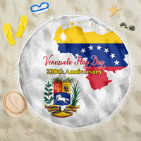 Venezuela Flag Day 220th Anniversary Beach Blanket Patriotic Map Coat Of Arms Subtle