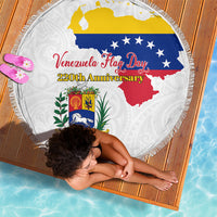 Venezuela Flag Day 220th Anniversary Beach Blanket Patriotic Map Coat Of Arms Subtle