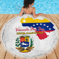 Venezuela Flag Day 220th Anniversary Beach Blanket Patriotic Map Coat Of Arms Subtle
