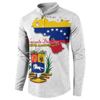 Venezuela Flag Day 220th Anniversary Button Sweatshirt Patriotic Map Coat Of Arms Subtle