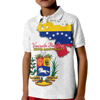 Venezuela Flag Day 220th Anniversary Kid Polo Shirt Patriotic Map Coat Of Arms Subtle