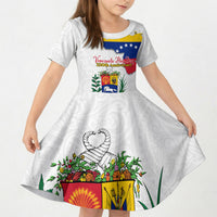Venezuela Flag Day 220th Anniversary Kid Short Sleeve Dress Patriotic Map Coat Of Arms Subtle