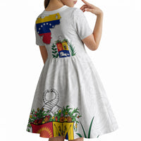 Venezuela Flag Day 220th Anniversary Kid Short Sleeve Dress Patriotic Map Coat Of Arms Subtle