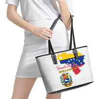 Venezuela Flag Day 220th Anniversary Leather Tote Bag Patriotic Map Coat Of Arms Subtle