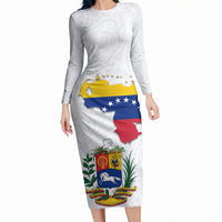 Venezuela Flag Day 220th Anniversary Long Sleeve Bodycon Dress Patriotic Map Coat Of Arms Subtle