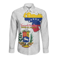 Venezuela Flag Day 220th Anniversary Long Sleeve Button Shirt Patriotic Map Coat Of Arms Subtle