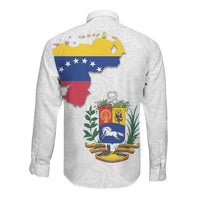 Venezuela Flag Day 220th Anniversary Long Sleeve Button Shirt Patriotic Map Coat Of Arms Subtle