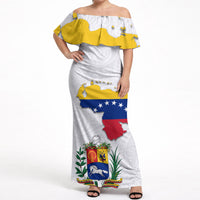 Venezuela Flag Day 220th Anniversary Off Shoulder Maxi Dress Patriotic Map Coat Of Arms Subtle