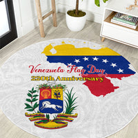 Venezuela Flag Day 220th Anniversary Round Carpet Patriotic Map Coat Of Arms Subtle