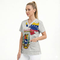 Venezuela Flag Day 220th Anniversary Scrub Top Patriotic Map Coat Of Arms Subtle