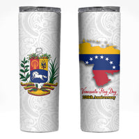 Venezuela Flag Day 220th Anniversary Skinny Tumbler Patriotic Map Coat Of Arms Subtle