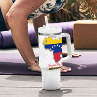 Venezuela Flag Day 220th Anniversary Tumbler With Handle Patriotic Map Coat Of Arms Subtle