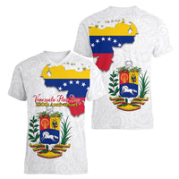 Venezuela Flag Day 220th Anniversary Women V-Neck T-Shirt Patriotic Map Coat Of Arms Subtle