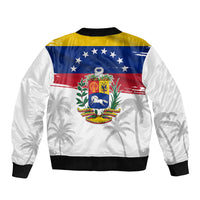 Venezuela Flag Day Bomber Jacket 220th Anniversary Coat Of Arms Palm Tree Silhouette