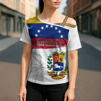 Venezuela Flag Day Cross Shoulder Shirt 220th Anniversary Coat Of Arms Palm Tree Silhouette