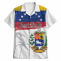 Venezuela Flag Day Hawaiian Shirt 220th Anniversary Coat Of Arms Palm Tree Silhouette