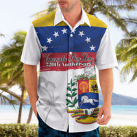 Venezuela Flag Day Hawaiian Shirt 220th Anniversary Coat Of Arms Palm Tree Silhouette