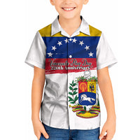 Venezuela Flag Day Kid Hawaiian Shirt 220th Anniversary Coat Of Arms Palm Tree Silhouette