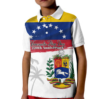 Venezuela Flag Day Kid Polo Shirt 220th Anniversary Coat Of Arms Palm Tree Silhouette