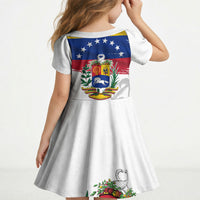 Venezuela Flag Day Kid Short Sleeve Dress 220th Anniversary Coat Of Arms Palm Tree Silhouette