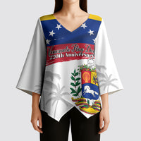 Venezuela Flag Day Kimono Sleeve Blouse 220th Anniversary Coat Of Arms Palm Tree Silhouette