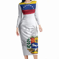 Venezuela Flag Day Long Sleeve Bodycon Dress 220th Anniversary Coat Of Arms Palm Tree Silhouette