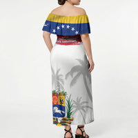 Venezuela Flag Day Off Shoulder Maxi Dress 220th Anniversary Coat Of Arms Palm Tree Silhouette