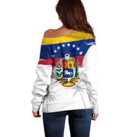 Venezuela Flag Day Off Shoulder Sweater 220th Anniversary Coat Of Arms Palm Tree Silhouette
