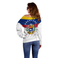 Venezuela Flag Day Off Shoulder Sweater 220th Anniversary Coat Of Arms Palm Tree Silhouette