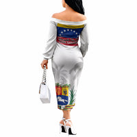 Venezuela Flag Day Off The Shoulder Long Sleeve Dress 220th Anniversary Coat Of Arms Palm Tree Silhouette