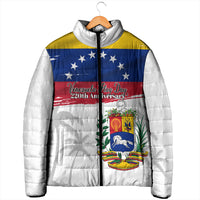 Venezuela Flag Day Padded Jacket 220th Anniversary Coat Of Arms Palm Tree Silhouette
