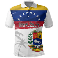 Venezuela Flag Day Polo Shirt 220th Anniversary Coat Of Arms Palm Tree Silhouette
