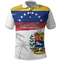 Venezuela Flag Day Polo Shirt 220th Anniversary Coat Of Arms Palm Tree Silhouette
