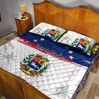 Venezuela Flag Day Quilt Bed Set 220th Anniversary Coat Of Arms Palm Tree Silhouette