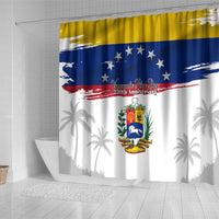 Venezuela Flag Day Shower Curtain 220th Anniversary Coat Of Arms Palm Tree Silhouette