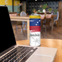 Venezuela Flag Day Skinny Tumbler 220th Anniversary Coat Of Arms Palm Tree Silhouette