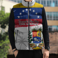 Venezuela Flag Day Sleeveless Puffer Jacket 220th Anniversary Coat Of Arms Palm Tree Silhouette