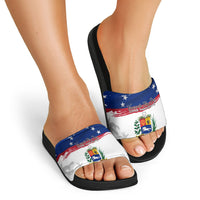 Venezuela Flag Day Slide Sandals 220th Anniversary Coat Of Arms Palm Tree Silhouette