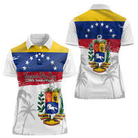 Venezuela Flag Day Women Polo Shirt 220th Anniversary Coat Of Arms Palm Tree Silhouette