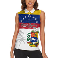 Venezuela Flag Day Women Sleeveless Polo Shirt 220th Anniversary Coat Of Arms Palm Tree Silhouette
