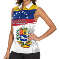 Venezuela Flag Day Women Sleeveless Polo Shirt 220th Anniversary Coat Of Arms Palm Tree Silhouette