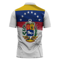 Venezuela Flag Day Zipper Polo Shirt 220th Anniversary Coat Of Arms Palm Tree Silhouette