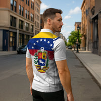 Venezuela Flag Day Zipper Polo Shirt 220th Anniversary Coat Of Arms Palm Tree Silhouette